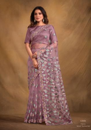 Picture of Shapely Georgette & Satin & Silk Purple Saree