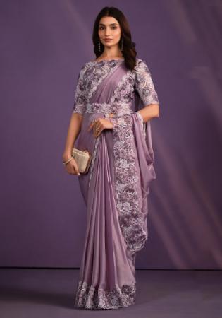 Picture of Elegant Crepe & Satin & Silk Rosy Brown Saree