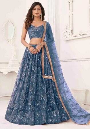 Picture of Sightly Net Dark Slate Blue Lehenga Choli