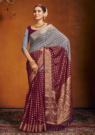Picture of Sightly Georgette Dark Grey Saree