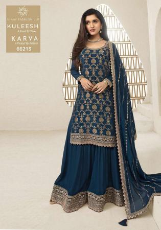 Picture of Chiffon Midnight Blue Straight Cut Salwar Kameez
