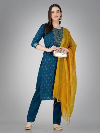 Picture of Comely Cotton Midnight Blue Readymade Salwar Kameez