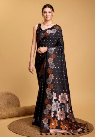 Picture of Excellent Silk Black Saree