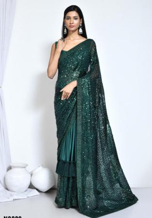 Picture of Lovely Satin & Silk & Organza Sea Green Saree