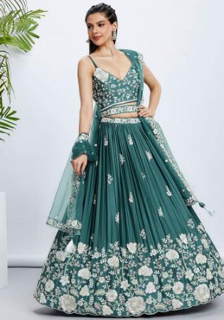 Picture of Beautiful Georgette Cadet Blue Lehenga Choli