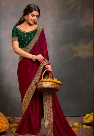Picture of Ideal Satin Maroon Saree