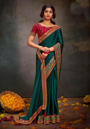 Picture of Magnificent Satin Teal Saree