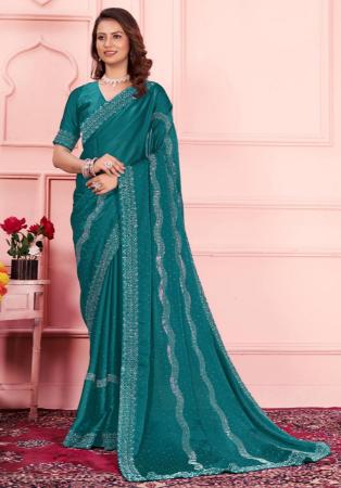 Picture of Radiant Chiffon Teal Saree