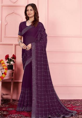 Picture of Pretty Chiffon Brown Saree