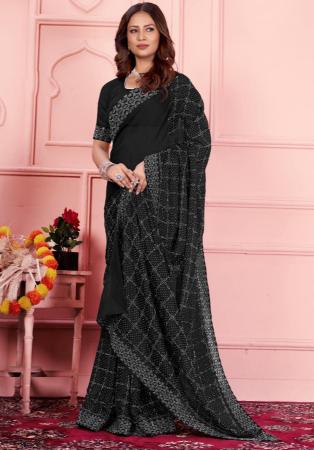 Picture of Comely Chiffon Black Saree