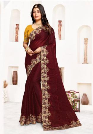 Picture of Grand Georgette & Silk Maroon Saree