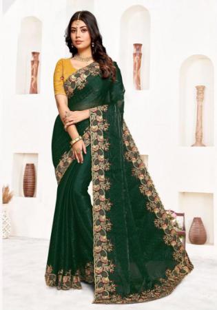 Picture of Well Formed Georgette & Silk Sea Green Saree