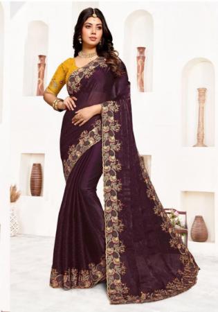 Picture of Lovely Georgette & Silk Dark Olive Green Saree