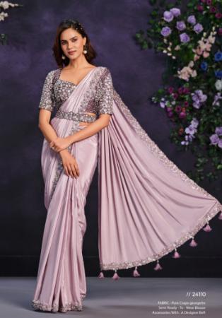 Picture of Well Formed Crepe & Satin & Silk Thistle Saree