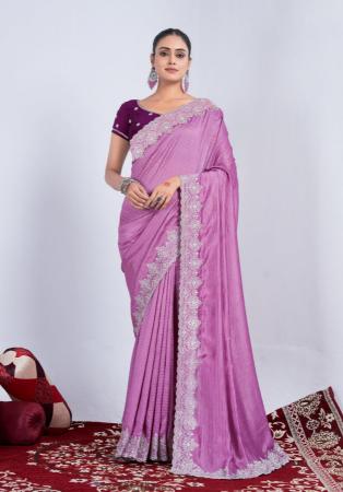Picture of Grand Georgette Pale Violet Red Saree