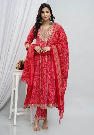 Picture of Rayon & Cotton Dark Red Readymade Salwar Kameez
