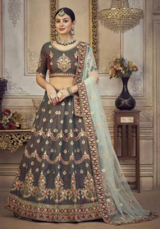 Picture of Elegant Net & Silk Dim Gray Lehenga Choli