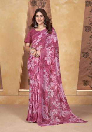 Picture of Magnificent Chiffon Pale Violet Red Saree