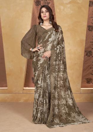 Picture of Amazing Chiffon Brown Saree