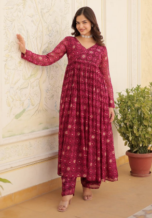 Picture of Comely Cotton & Georgette Brown Kurtis And Tunic