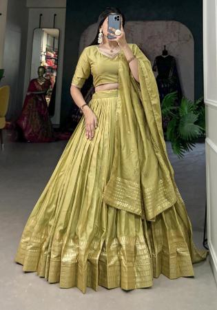 Picture of Fine Chiffon Dark Khaki Lehenga Choli