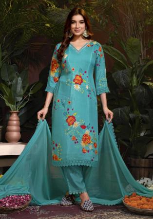 Picture of Taking Chiffon Dark Cyan Readymade Salwar Kameez