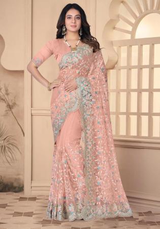 Picture of Elegant Net Light Pink Saree