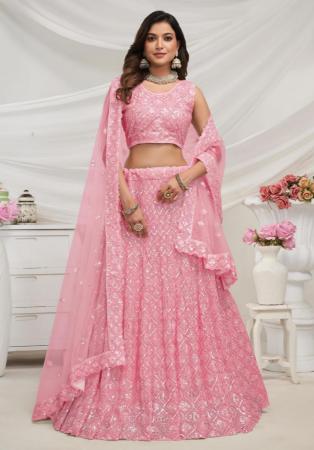 Picture of Delightful Net Pink Lehenga Choli