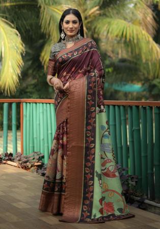 Picture of Excellent Silk Brown Saree