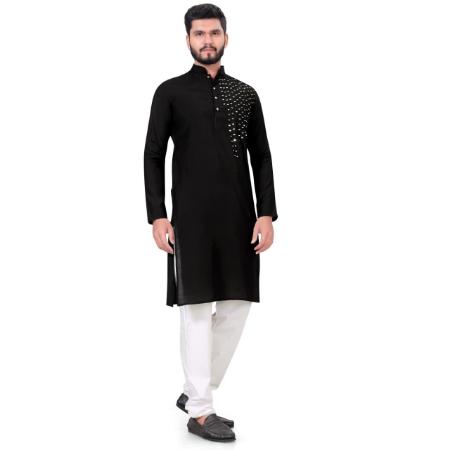 Picture of Pleasing Cotton Black Kurtas