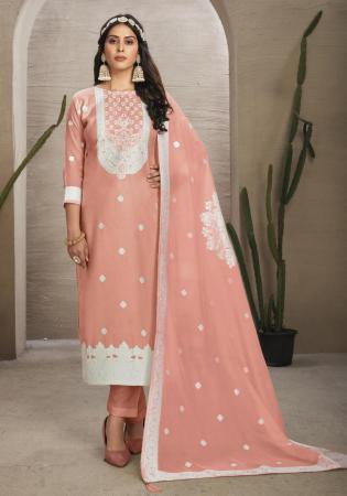 Picture of Organza Dark Salmon Straight Cut Salwar Kameez