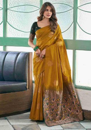 Picture of Grand Silk Dark Golden Rod Saree