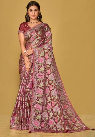 Picture of Appealing Brasso & Organza Pale Violet Red Saree