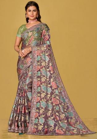 Picture of Superb Brasso & Organza Fuchsia Saree