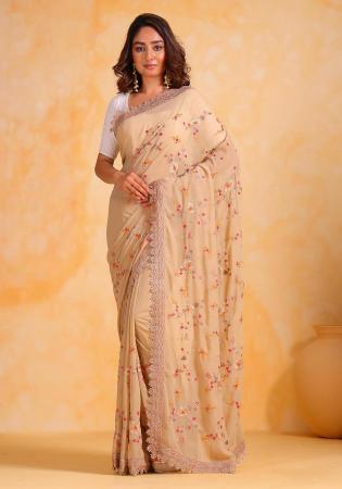 Picture of Elegant Georgette Burly Wood Saree