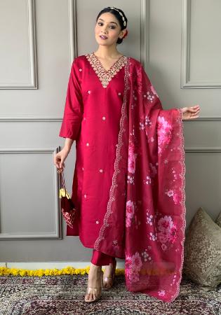Picture of Pretty Chiffon Crimson Readymade Salwar Kameez