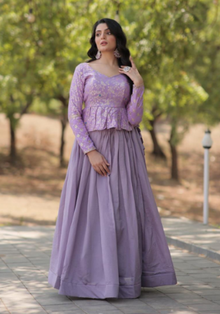Picture of Chiffon Light Slate Grey Lehenga Choli