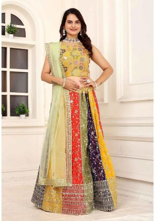 Picture of Appealing Georgette & Silk Crimson Lehenga Choli
