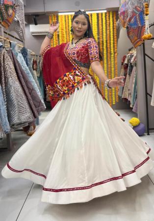 Picture of Gorgeous Cotton White Readymade Lehenga Choli