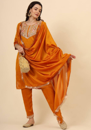 Picture of Statuesque Silk Chocolate Readymade Salwar Kameez