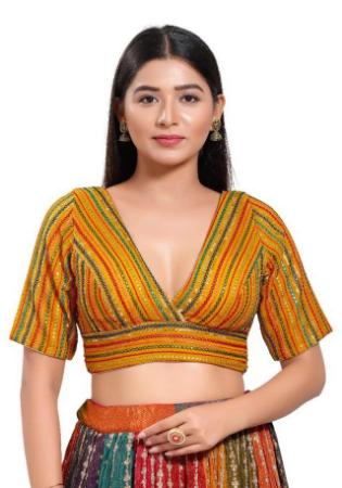 Picture of Comely Net & Silk Orange Designer Blouse