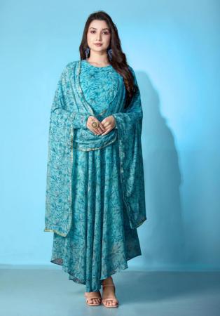 Picture of Grand Georgette Teal Kurtis & Tunic