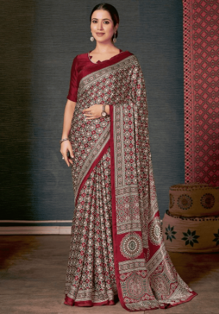 Picture of Good Looking Crepe Rosy Brown Saree