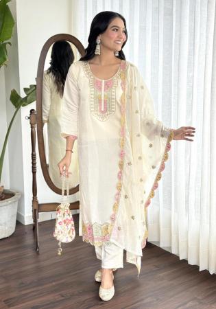 Picture of Delightful Chiffon Beige Readymade Salwar Kameez