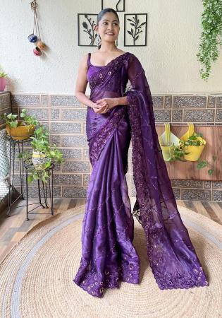Picture of Graceful Georgette Purple Saree