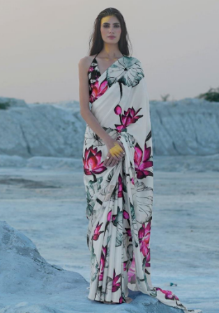 Picture of Bewitching Crepe Light Steel Blue Saree