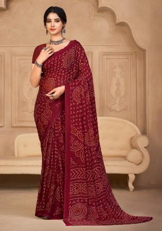 Picture of Superb Chiffon Maroon Saree