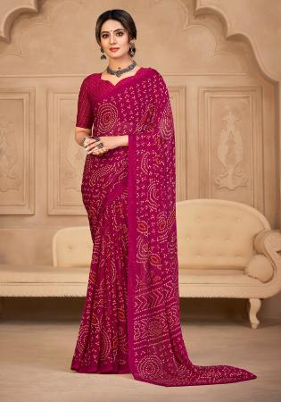 Picture of Pretty Chiffon Fire Brick Saree