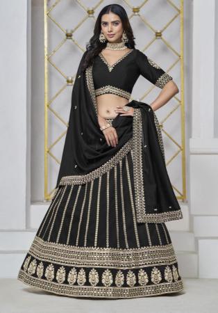 Picture of Delightful Silk Black Lehenga Choli