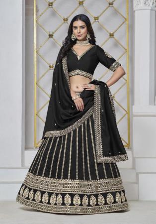 Picture of Pleasing Silk Black Lehenga Choli